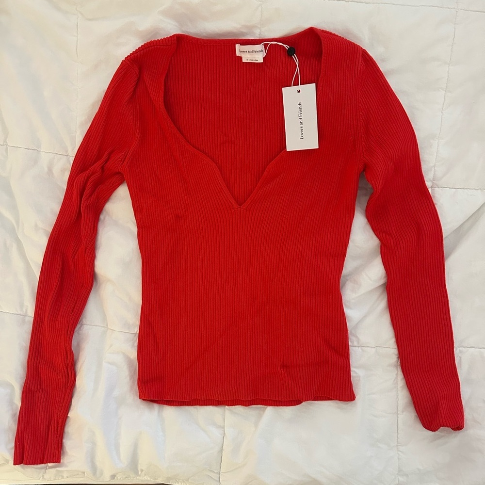 Lovers and Friends V-neck Knit Sweater in Red size XS NWT - Picture 5 of 9